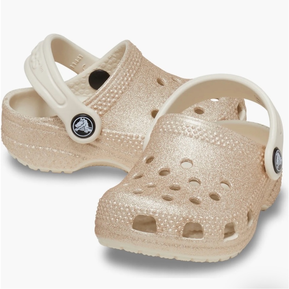 Baby Crocs clog shimmering glitter Champagne